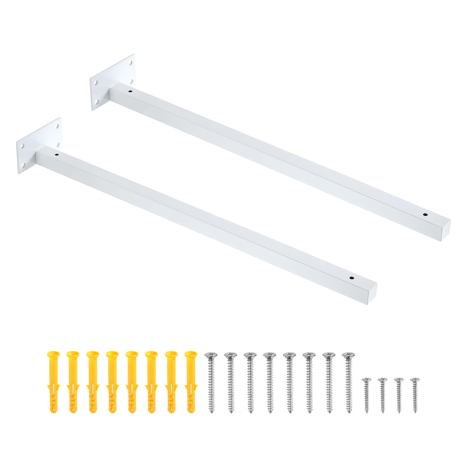 uxcell Soporte flotante para estante, paquete de 2 soportes ocultos de hierro de 18 pulgadas con tornillos y tubo de expansión para estantes de madera, para colgar en la oficina, sala de estar