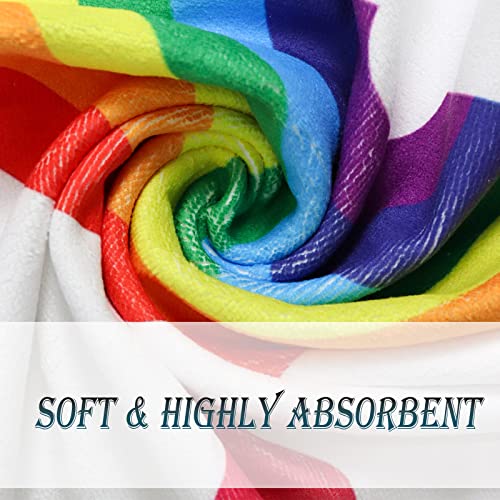 La Random 2 Pcs Rainbow Hearts Hand Bath Towels, Absorbent Soft Face Fingertip Towel For Bathroom Kitchen Dish Washcloths 30 Inch X 15 Inch #TOP3