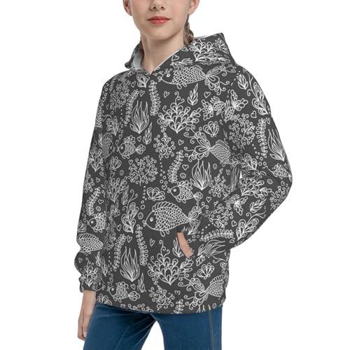 Ocean with Fishes Kid Hoodies Boys Sweatshirts Girls Pullover with Pocket2