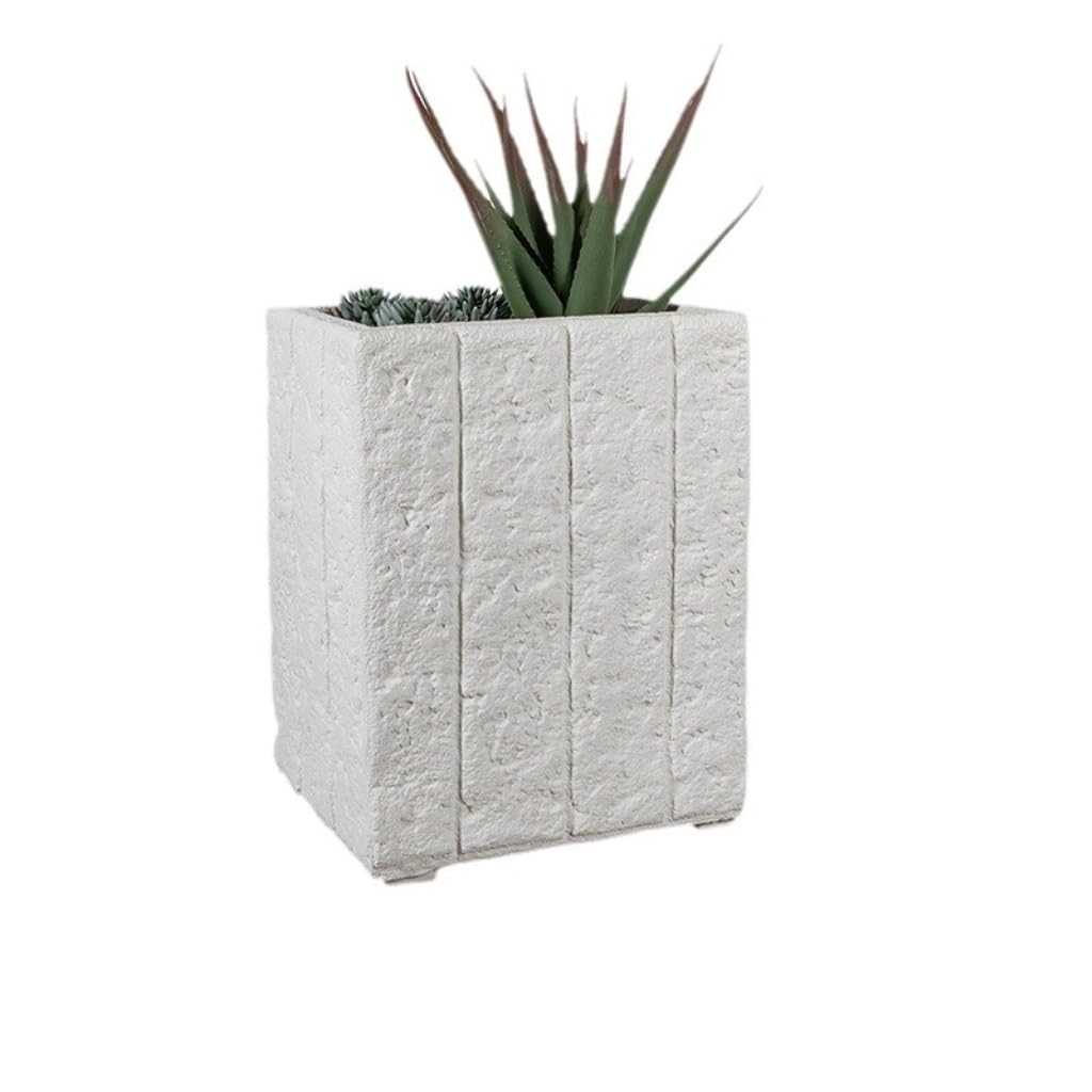 GELASIGE Flower Pots Rectangular Groove Vase Green Plant Flower Box Balcony Fiberglass Flower Pot Ornaments Outdoor Flower Pots(A)