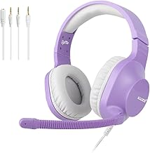 Sades Spirits - Auriculares estéreo con micrófono y Control de Volumen, Adaptador en Y, cómodos Auriculares para PC, portátil, Mac, PS4, Switch, Color Morado