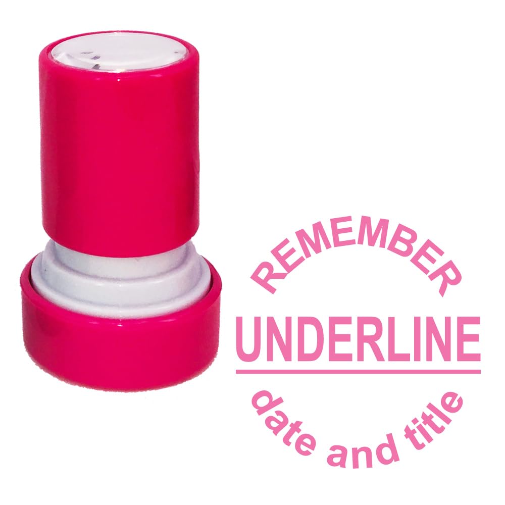 School Stamps Pink Remember Underline Date And Title Teacher Stamp. Self-Inking, 22Mm, Reinkable, Quality Stamper For Marking And Feedback. Ink