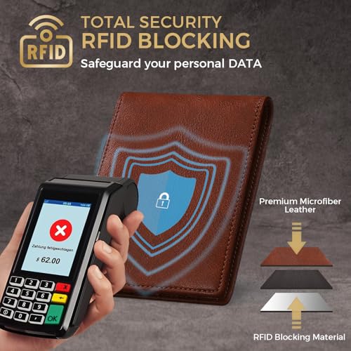 RUNBOX Wallet for Men Bifold RFID Blocking Wallets with 2 ID Window 14 Card Holders 1 cash pocket 1 Gift Box - image 3