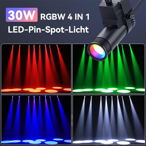 U`King 30W LED Pinspot Punktstrahler Spot Lichter RGBW Strahler Scheinwerfer DMX512 Sound Auto Modi Lichteffekt für Discokugel Disco Licht Geburtstags Party Bar KTV