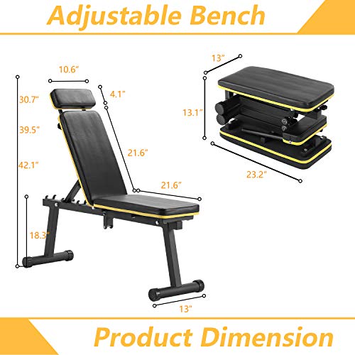 ZENOVA Weight Bench , Adjustable Workout Bench for Full Body Exercise, Utility Exercise Bench Fast Folding for Strength Training