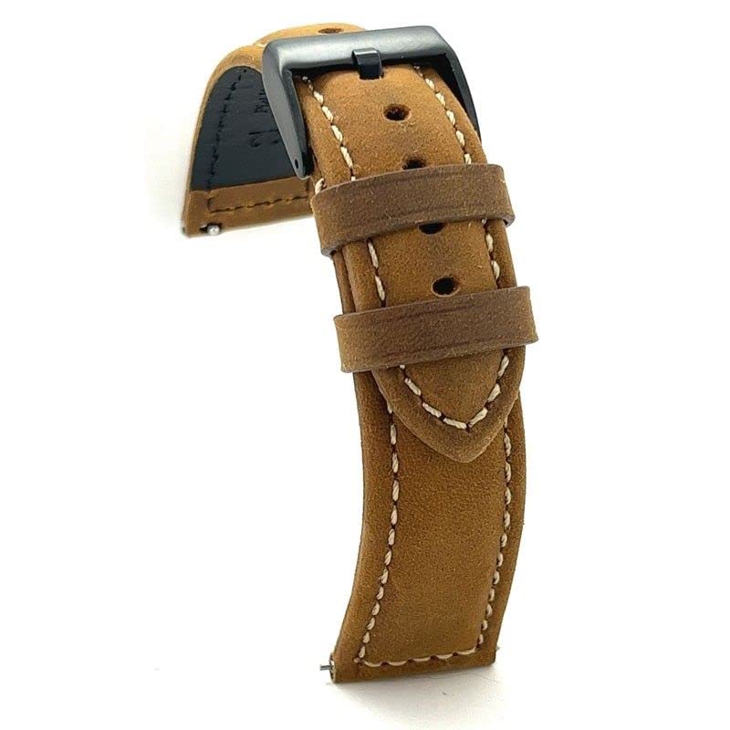 Bracelet montre sport 20mm 22mm 24mm Diloy en cuir de veau boucle noire