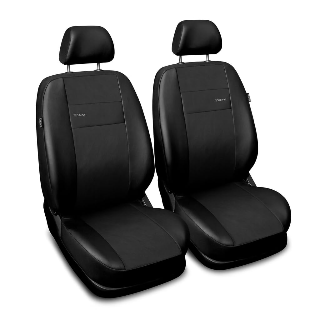 2er Set Autositzbezüge PKW universal | Auto Sitzbezüge Kunstleder Schwarz für Airbag geeignet | für Vordersitze | 1+1 Autositze vorne