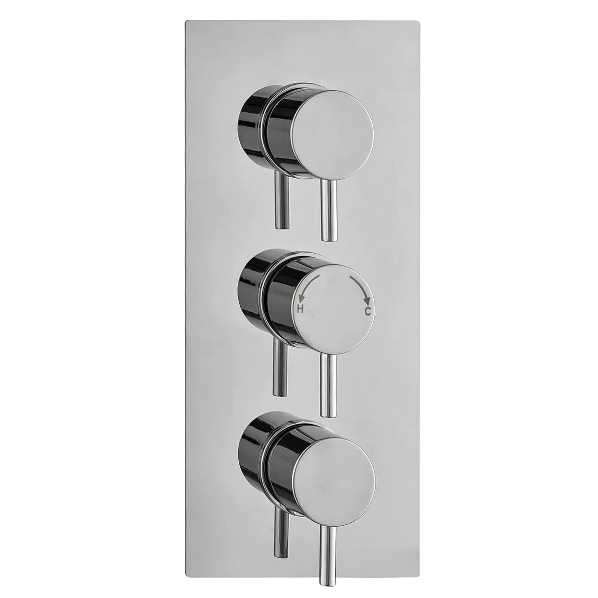 Premium Concealed Thermostatic Shower Mixer Valve in Chrome with 2 Outlets and 3 Round Handles. Built in Anti Scald Feature by ECOSPA