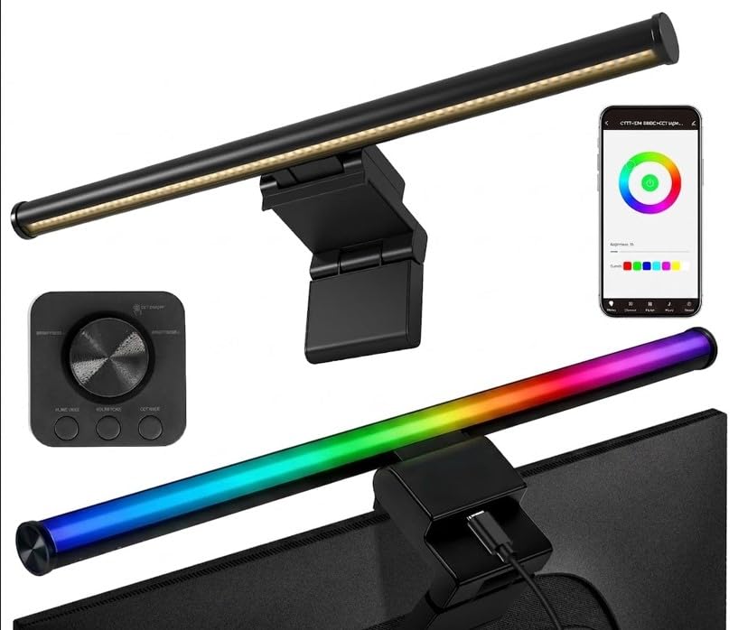 Image of Hive Vibes 17 inch Smart Monitor Light Bar with RGB Backlight, App & Wireless Remote Control, Stepless Dimming, Adjustable Color Temperature, Eye-Caring Anti-Glare Screen Light for Home Office & Gaming