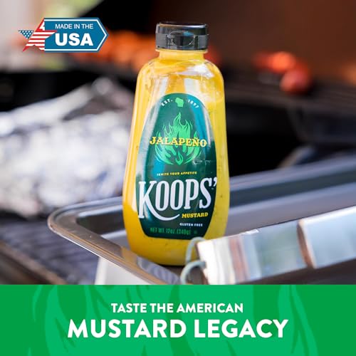 Image of Koops' Mustard Gluten-Free, Kosher, Made in USA, From Quality Mustard Seeds, Creamy and Traditional Bavarian Recipe (12 Ounce (Pack of 1), Jalapeno)