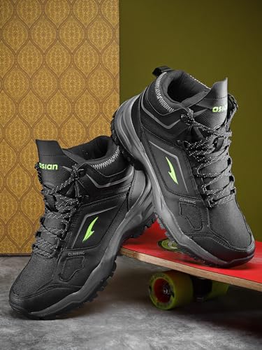 Image of ASIAN Men's Everest-23 Sports Trekking & Hiking,Walking Hi-Neck Shoes with Rubber Outsole & Memory Foam Insole Lace-Up Shoes for Men's & Boy's