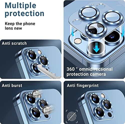 Image of For iPhone 14 Pro /For iPhone 14 Pro Max Camera Lens Protector Tempered Glass, Alloy Metal 9H Individual Lens Ring Cover - (JNT Silvere)