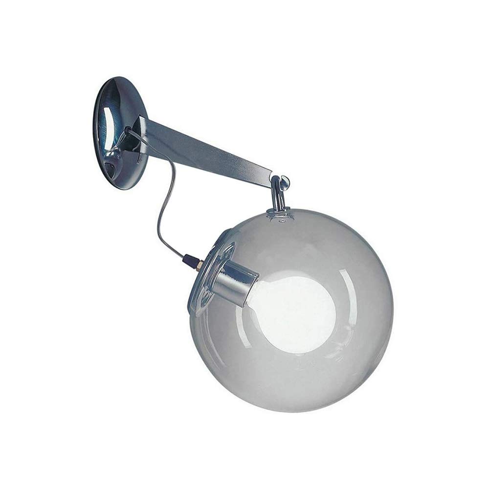 Parete In Ferro Art Hardware Acciaio In Carbonio E27 Con Paralume In Vetro Trasparente VETRO SINGOLO GLASS Sfera Di Vetro Lampada Da Parete Lampada Da Parete Comodino Camera Da Letto Camera Da