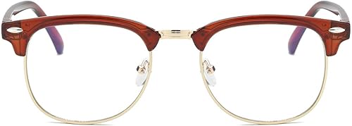 Miniatura 6 de Gafas de lente transparente de medio marco sin montura clásica vintage de moda