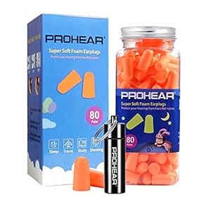PROHEAR Schuimrubberen oordopjes, 160 stuks, voor slapen, leren, snurken, bouwlawaai, vliegtuig, werk, leren, zwemmen…