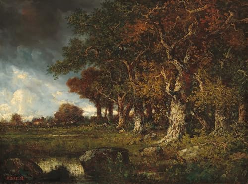 Poster peinture sur toile forêt de Fontainebleau art abstrait 60x90