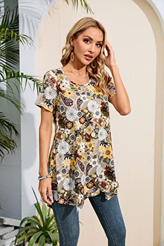 ENMAIN Tunic Tops for Women Plus Size Short Sleeve Top Loose Fit Dressy Casual Swing Summer Tunics Tops to Wear with Leggings4