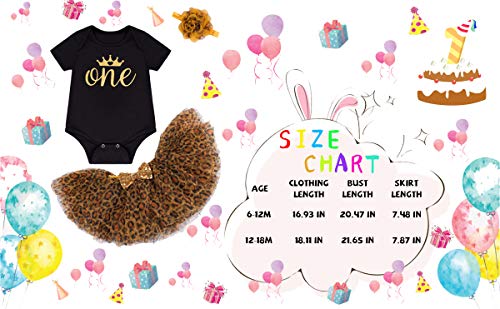 Latobreath Baby Girl One Year Old First Birthday Romper Outfits Set Leopard Tutu Skirt Set Party Dress Clothes(6-12 Months) #TOP5