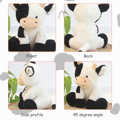 Afenau Kuscheltier Kuh, 22CM Niedliches Plüschtier Kuh, Sitzend Spielzeug, Supersoft Schwarz Weiß Plüschtier für Baby Kinder und Erwachsene Geschenke