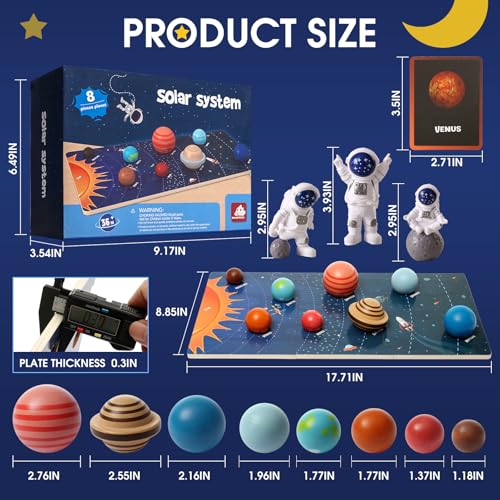 image for MOHLTIAPD Wooden Solar System Model Board，Kids Solar System，Montes