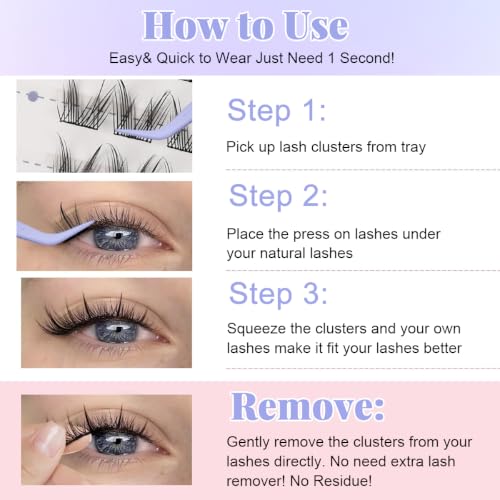 Image of MAYCREATE 80pcs Self Adhesive Eye Lashes for Women Cat & Fairy Cluster Lashes 2 Styles 8-11mm False Fake Eyelashes Anime Eyelash Pre Glued Lash Clusters with Tweezer for Daily Wear or Parties