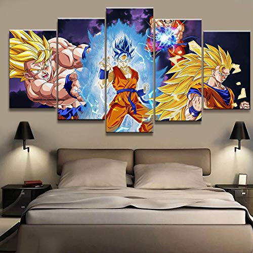 Art Mural Goku Tableau Dragon Ball Super Goku 5 Pièces - Affiches Toile HD Imprimées Pour Décoration Salon Moderne