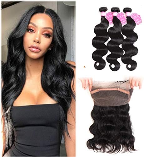 360 Lace Frontal with Bundles Body Wave 360 with Bundles 20 22 24 +18 Brazilian Body Wave 360 Closure and Bundles Full Head 360 Frontal with 3 Bundles Human Hair