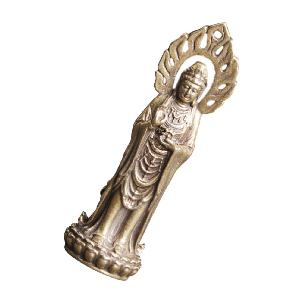 EXCEART Quan Yin Feng Shui Buddha Statue - Brass Kuan Yin Buddhist Sculpture Mini Attract Wealth Prosperity and Luck Buddhist Decoration Collectible