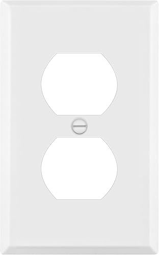 Miniatura 39 de ENERLITES Placa de pared de metal para receptáculo dúplex, tapa de tomacorriente, resistente a la corrosión, tamaño estándar de 1 banda, 4.50 x 2.76