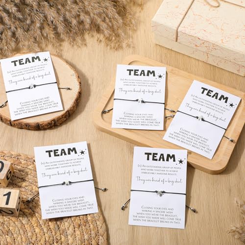 Sasylvia 25 Set Team Appreciation Gifts Lucky Bracelet Bulk for Employees Housekeeping Week Gift Wishing Star Bracelet with Cheer Cards organza Bag Gifts for Coworker Volunteer Club Team Building3