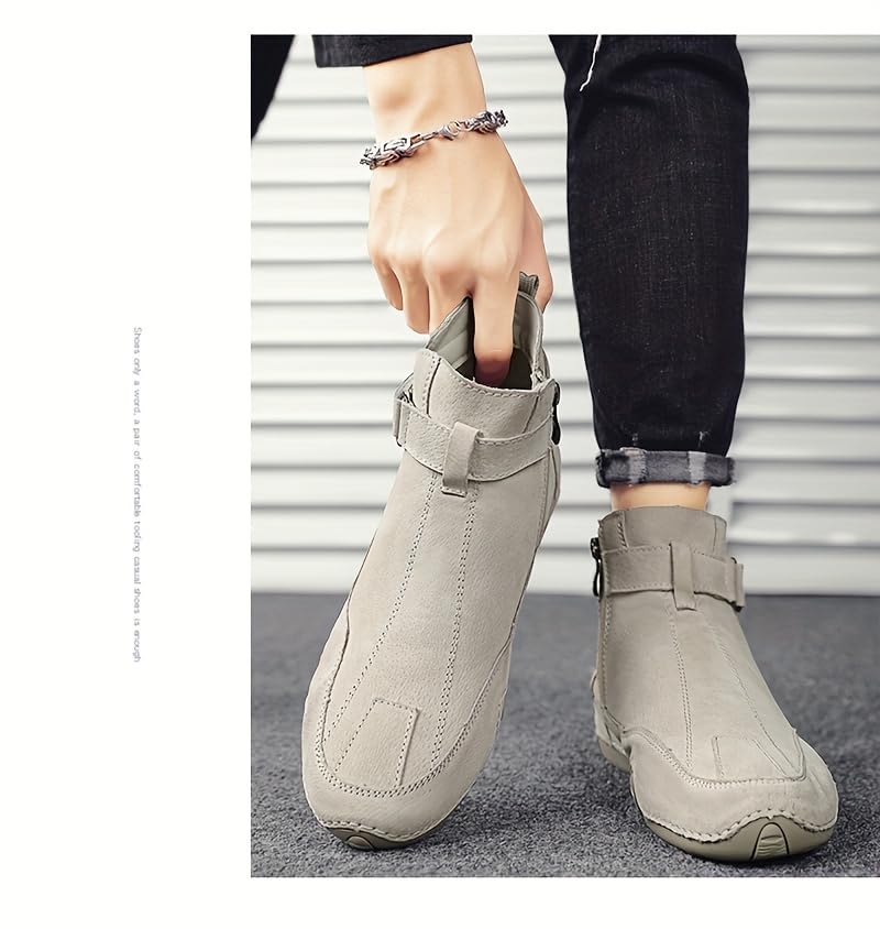 Men's Cowboy Boots - Men's Western Boots, Non-Slip Square Toe High Top Ankle Boots, Durable Fashion Retro Classic Short Boots, Suitable for Spring and Autumn4