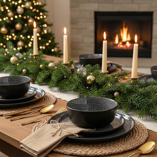 SÄNGER Sydney | Kombiservice 6 Personen, Teller Set Kaffeebecher Pastaschale 30 tlg, Steingut Geschirr Set spülmaschinen- mikrowellen- kratzfest, Geschirrset aus Steingut dunkel grau| VALUE COLLECTION