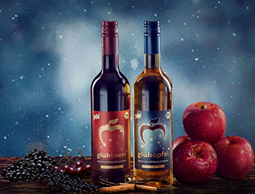 Elbler Glühapfel Wein, 6 x 0.75 l, Milde 4.0% Vol., Glühwein aus Bio-Obst, mit Winterlichen Extrakten aus Vanille, Zimt und Nelke, Vegan & Glutenfrei, 100% Direktsaft