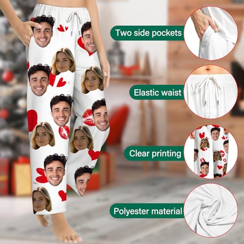 Personalized Men's Christmas Pajamas Custom Plaid Pajama Pants with Photo Funny Xmas Gifts for Men and Women4