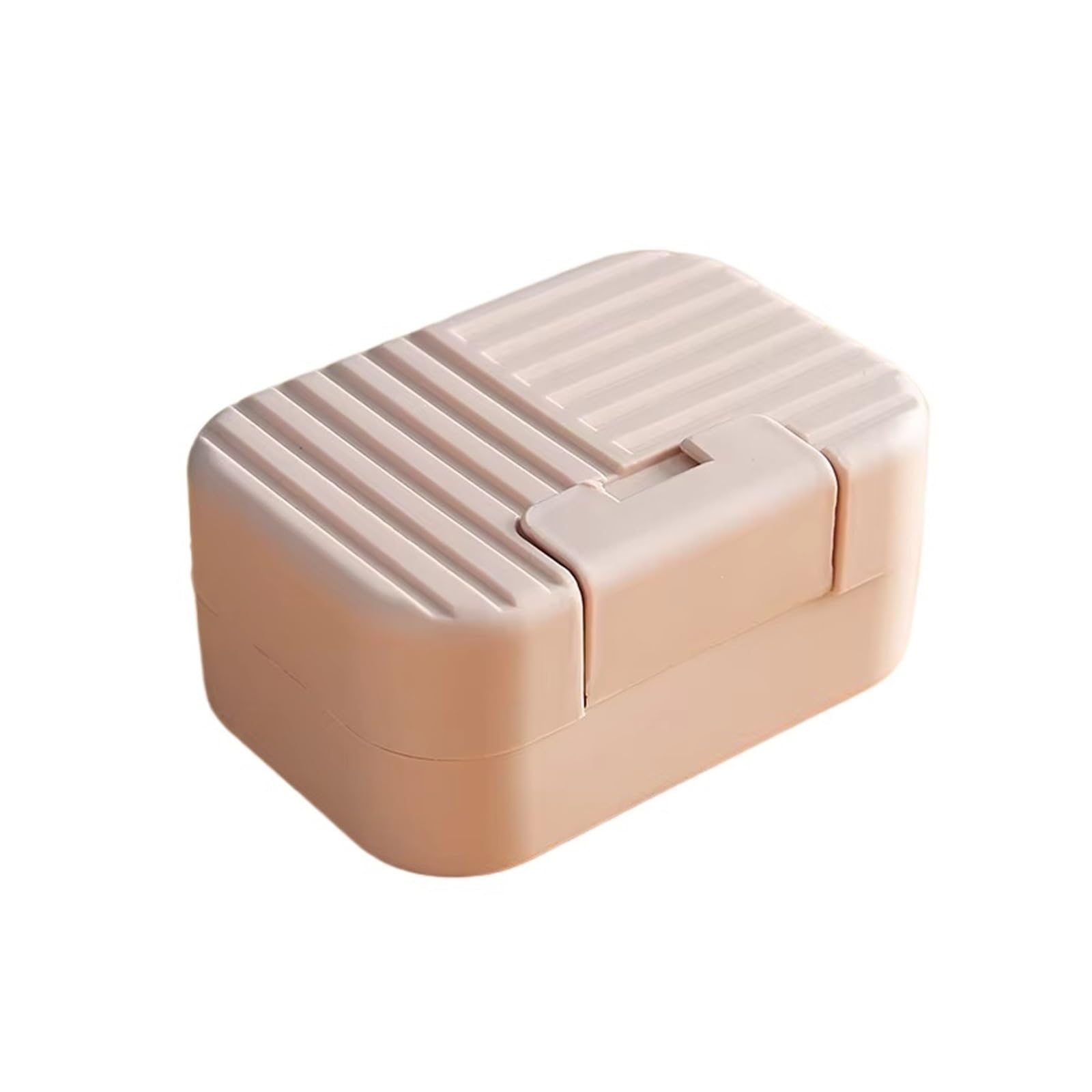 Soap Dish with Lid Student Dormitory Bathhouse Travel Portable Drain Creative Cute Box For Bathroom(Pink)