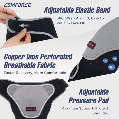 Shoulder Support Wrap with Gel Pad, Shoulder Brace for Pain, Rotator Cuff Support Brace for AC Joint Paint Relief, Shoulder Ice and Hot Pack, Fits Left and Right Arm - Image 5