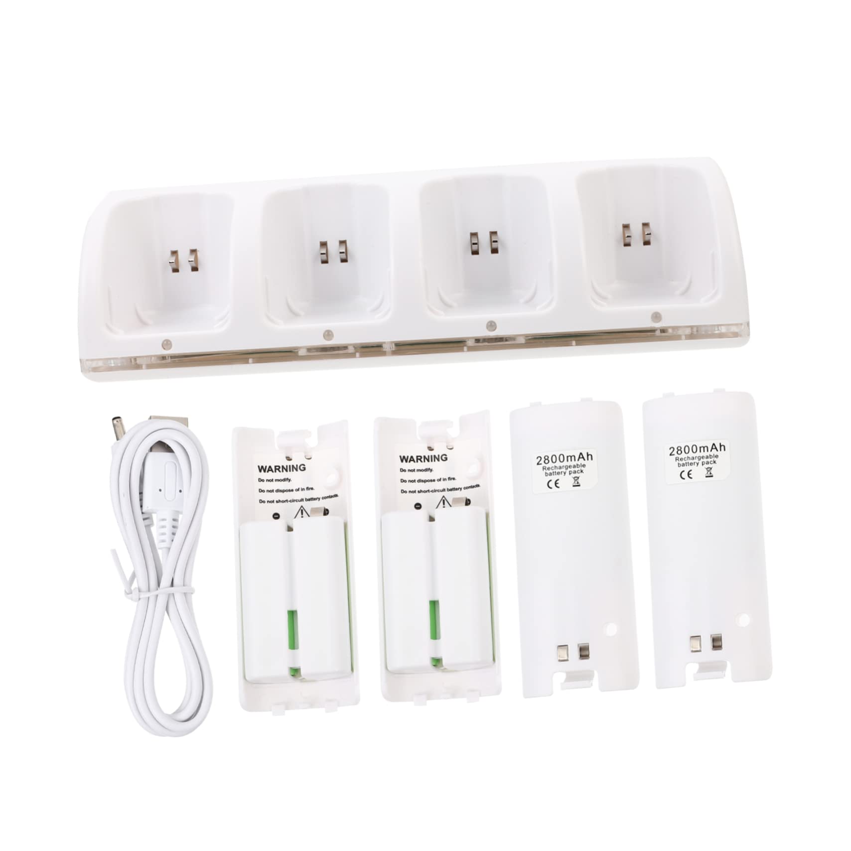 OSALADI Chargeur de Batterie à 4 Emplacements, Abs Blanc, Indicateur LED, Charge Simultanée, pour Manette de Console, 1 Set