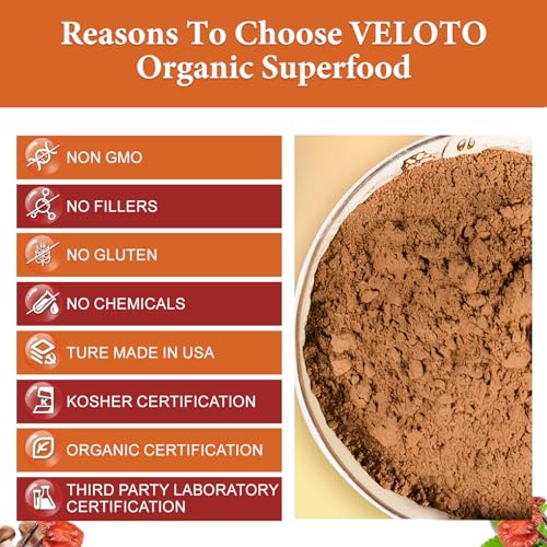 Veloto Organic Mega Mushroom Powder Blend, 10 In 1 Complex Mushroom Extract Powder Herbal Supplement With Reishi thumb #4