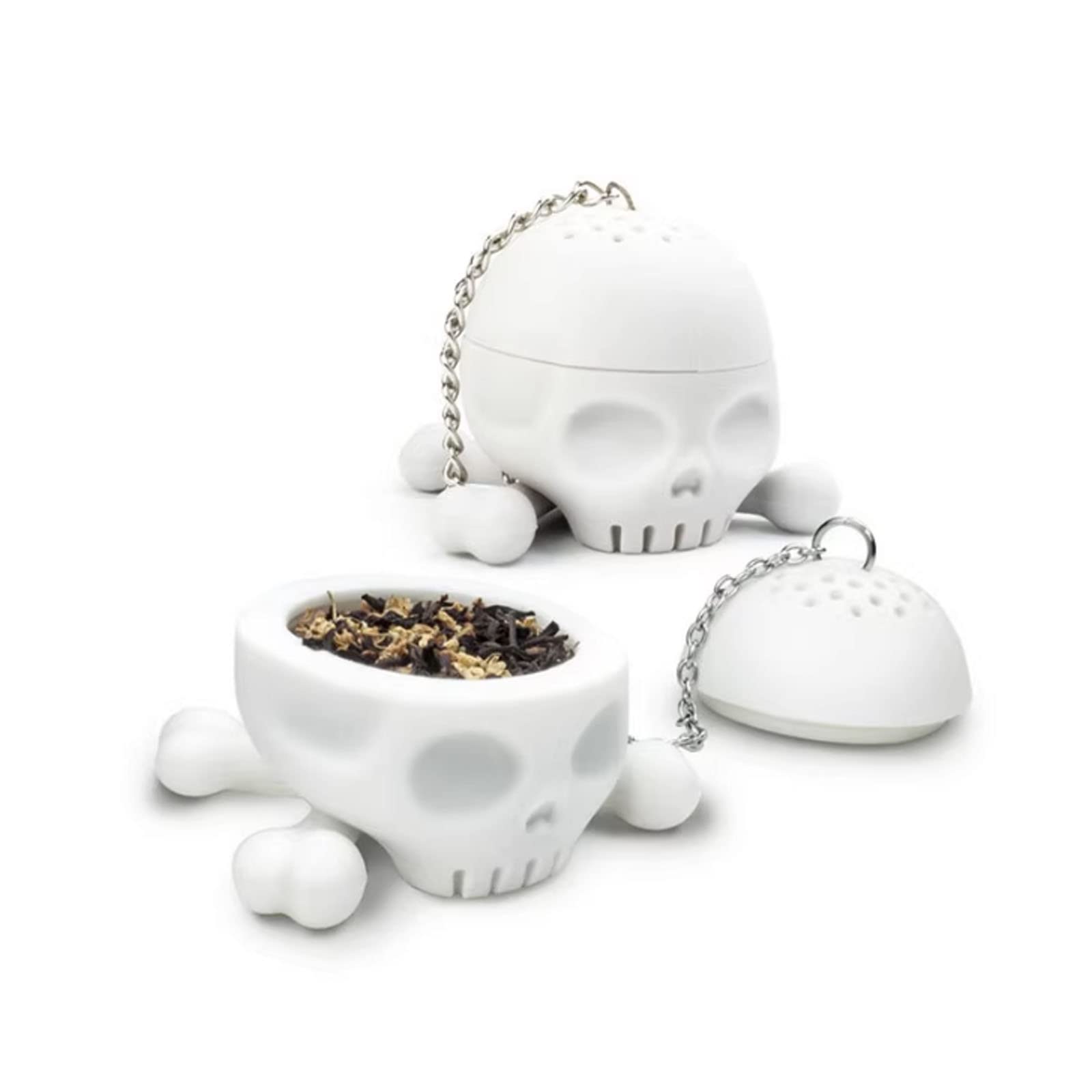 Infusor de hojas de té sueltas de silicona de grado alimenticio, con forma de calavera de hueso, filtro para tetera, té, taza de café