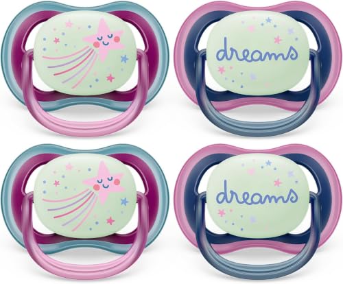 Image of Philips Avent Ultra Air Pacifier 6-18m,Falling Star /Dreams,Nighttime,SCF376 /09,4 Count (Pack of 12)
