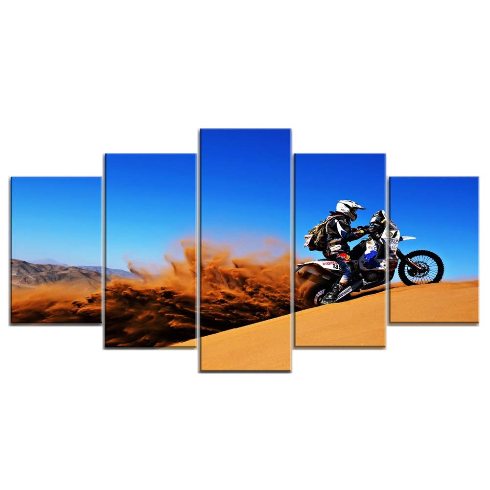 Estampes Sur Toile Motocross Dakar 5 Pièces Tableau Décoration Maison