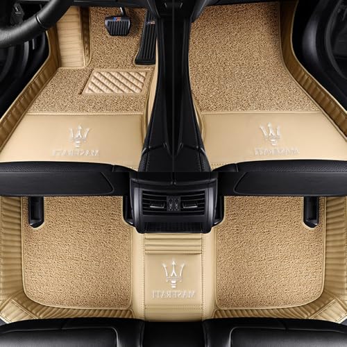 けカスタムカーフロアマット 適合マセラティ クアトロポルテ VI (M156) トロフェオ/GTS/GT/S/SQ4/モデナ Q4 2013-2025 フルカバー カーフロアライナー カーペット保護マット 通気性 滑り止め 内装アクセサリー,Beige [