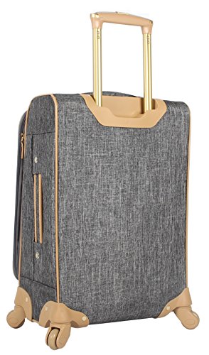 Nicole Miller New York Luggage Collection - Designer Lightweight Softside Expandable Suitcase- 20 Inch Carry On Bag with 4-Rolling Spinner Wheels (Paige Silver)3