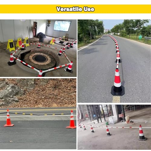 Lot de 30 cônes de signalisation réfléchissants rétractables de 1 m à 2 m - Connecteurs coniques rouges et blancs pour chantiers de construction et sécurité de passage pour piétons