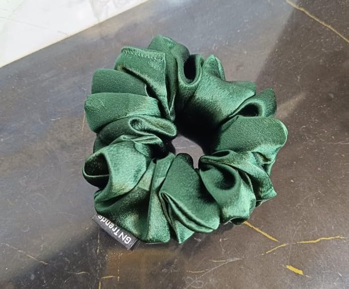 Luxury Satin Silk Hair Scrunchies – Soft, Smooth & Gentle Elastic Hair Ties for Women & Girls | Medium Size Stylish Accessories for Ponytails, Buns & Hairstyles, 1Pc (Green, Medium)-image-15