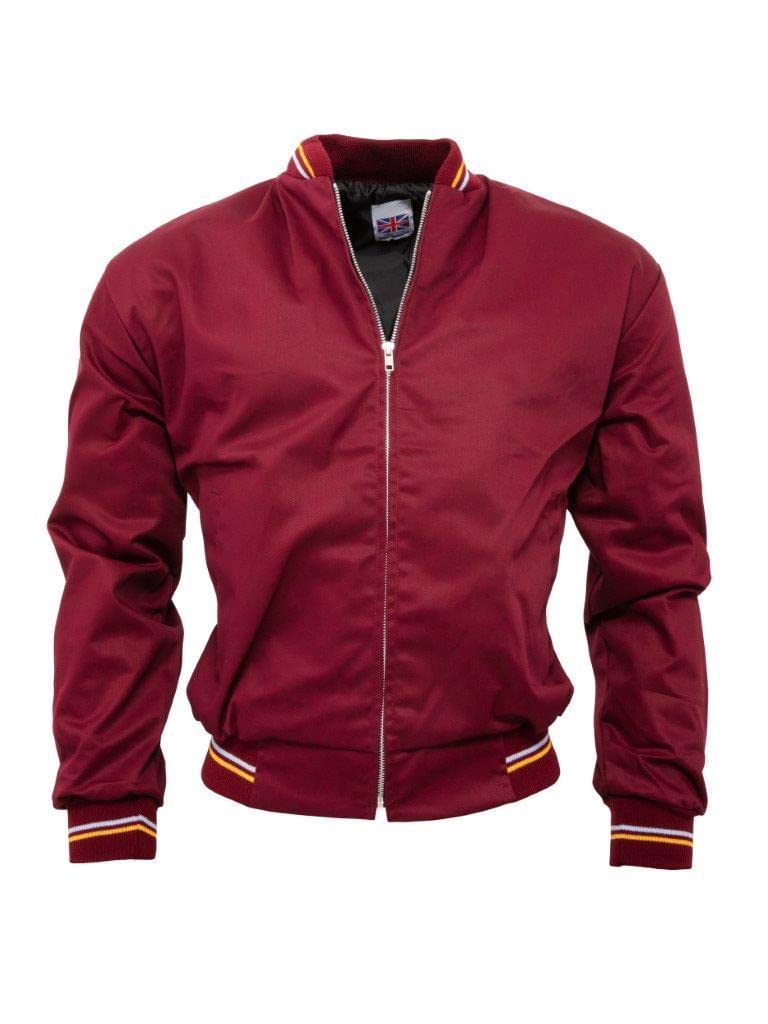 Relco Men's Burgundy Vintage Monkey Jacket Zip Up Ribbed Cuff Hem And Collar M