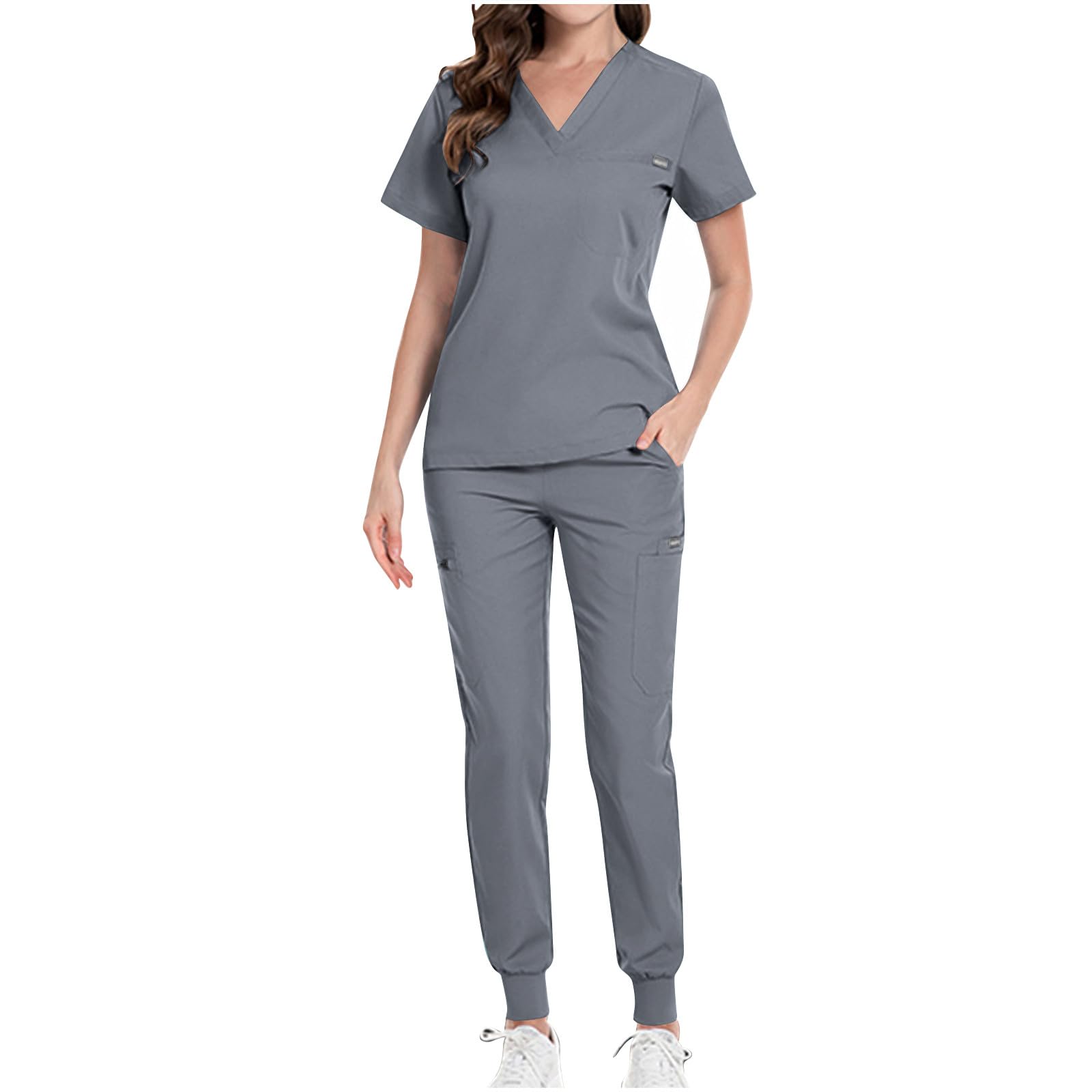 Uniforme MéDicale Unisexes Ensemble Haut Et Pantalons Medicale Blouse Femme/Homme Tenue Aide Soignante VêTement MéDical Tenue Infirmiere Professionnelle Couleur Unie Vêtements de Travail et Uniformes