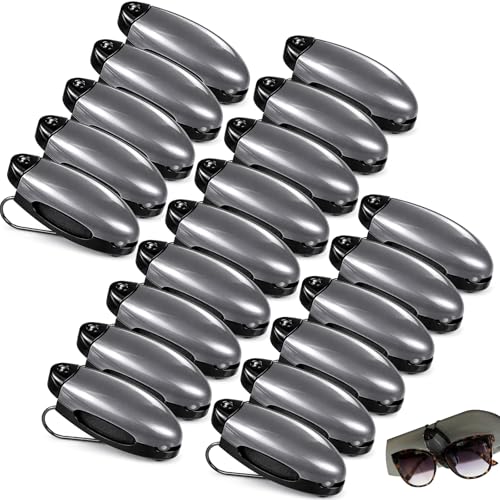 Image of Frienda 20 Pcs Sunglasses Holder for Car Sun Visor Clip, Sunglass Holder for Visor Eyeglasses Mount Ticket Card Clip Car Accessories for Women Men (Gray)