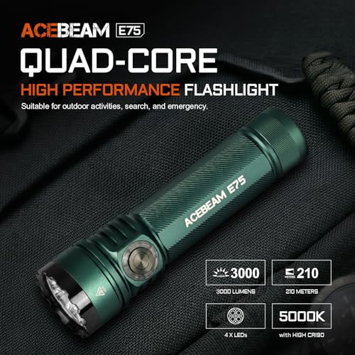 Image of ACEBEAM E75 3000 High Lumens with Magnetic Base | IPX8 Water-Resistant, 26 Days Super Long Lasting for Camping,Everyday Use
