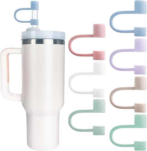 Miniatura 1 de 7 fundas de silicona para popotes compatibles con vasos Stanley 20 de 30 y 40 onzas, diámetro de 0.4 pulgadas para popotes reutilizables de 0.4 a